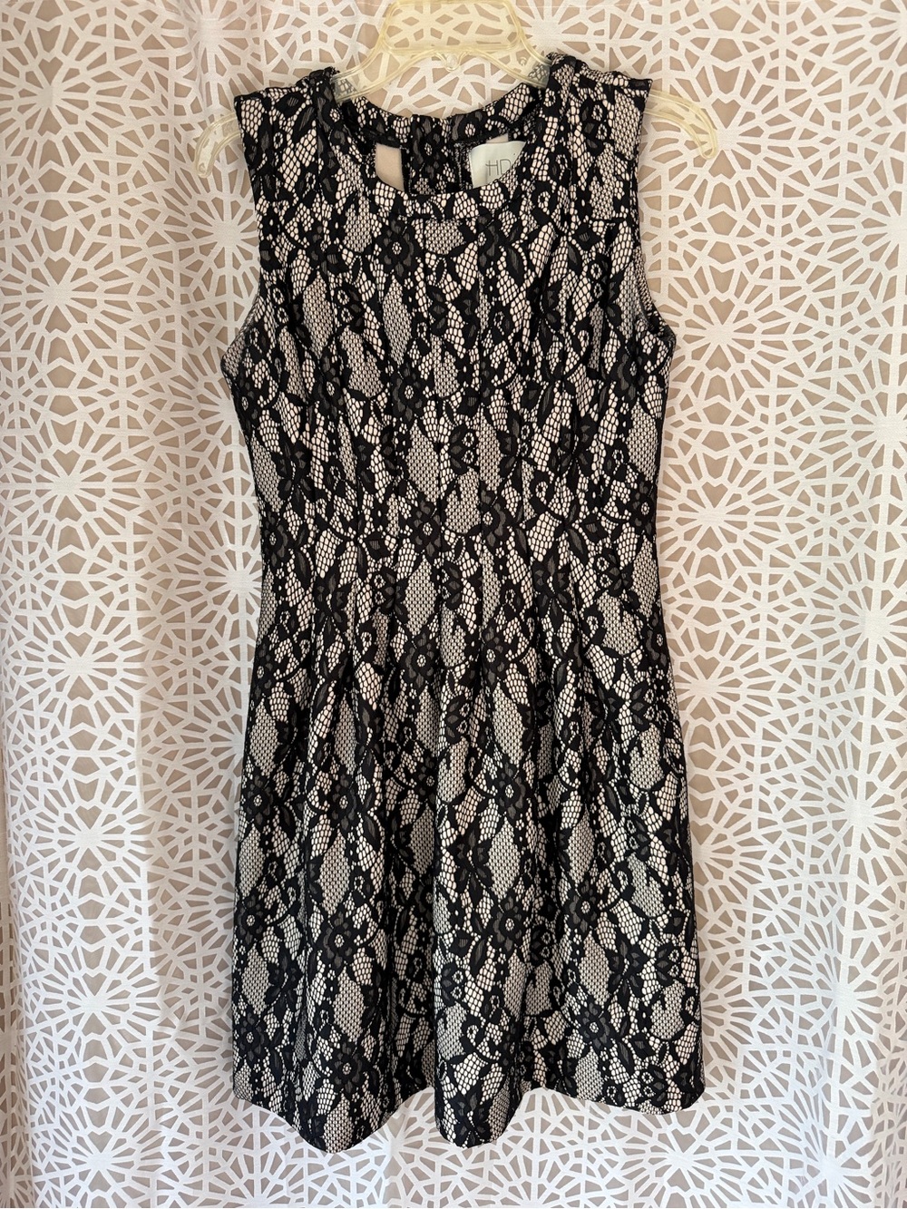 HD in Paris Black Lace Dress with Cream Underlay